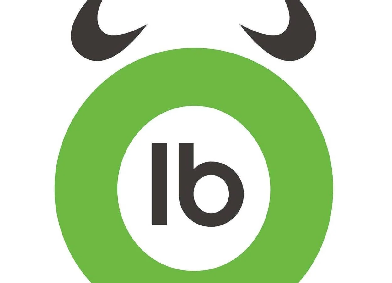 The Lone Buffalo logo, the letters lb inside a green ring with buffalo horns