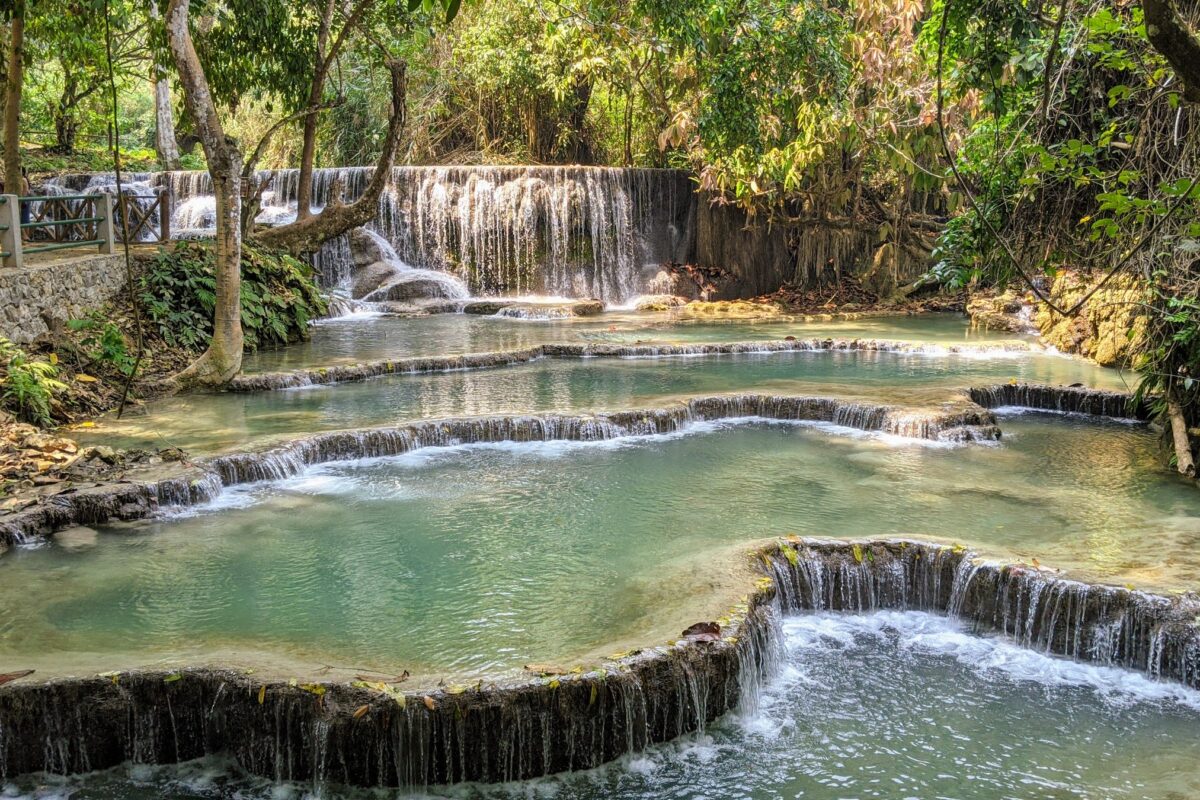 Kuang Si's turquoise terraces and curtain falls