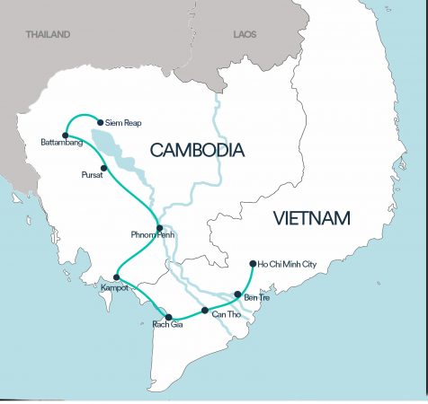Cambodia to Vietnam 16 day map